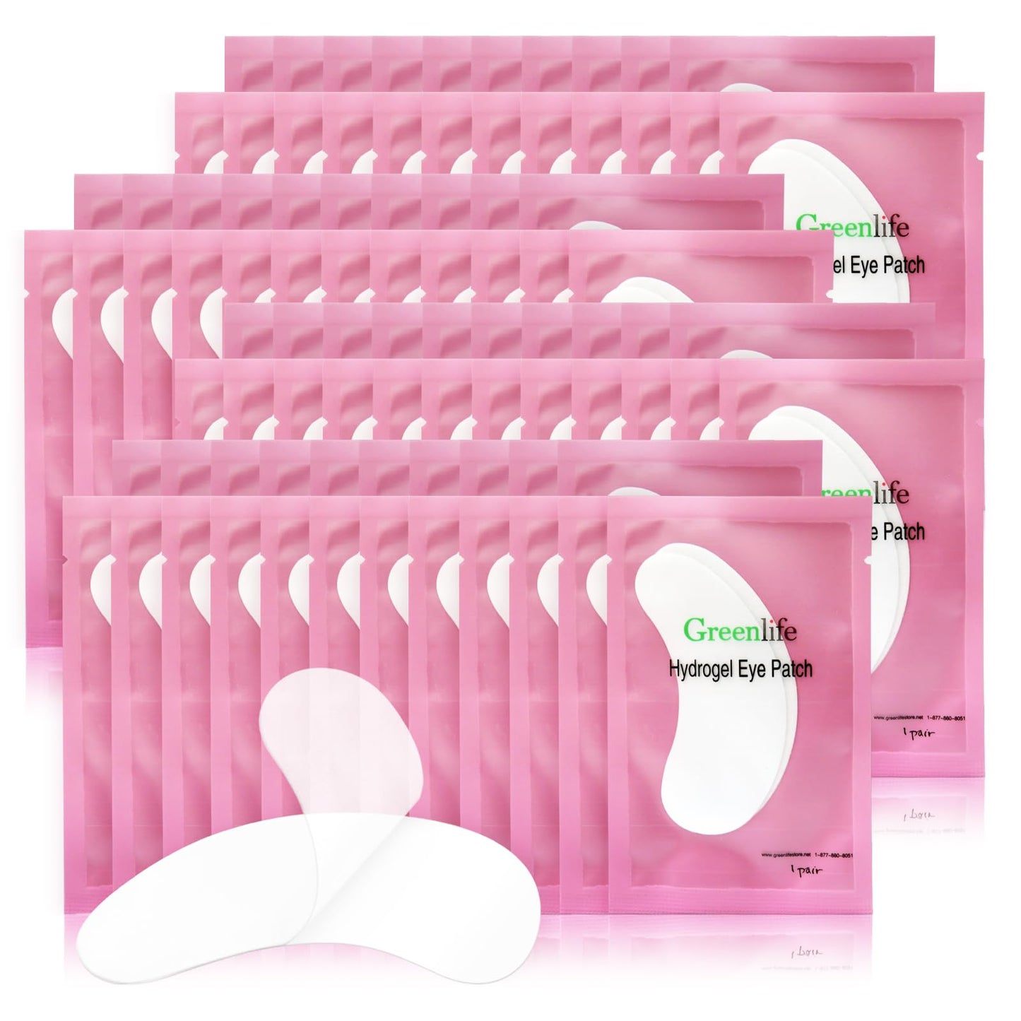 GreenLife 400 Pairs 100% Natural Eyelash Extension Under Eye Gel Pads patches kit Collagen Aloe Vera Hydrogel Eye Patches Eyelash Extension Supplies Tools, Lash Extension Supplies (100 200 400 Pairs)