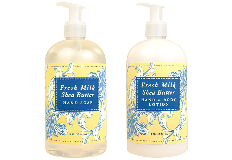 Greenwich Bay Body Care Spa Quartet - Hand Soap, Lotion, Body Butter, and Soap Bar Square - Luxurious Shea Butter Skin Care in Captivating Botanical Scents (Passion Flower & Olive Oil)