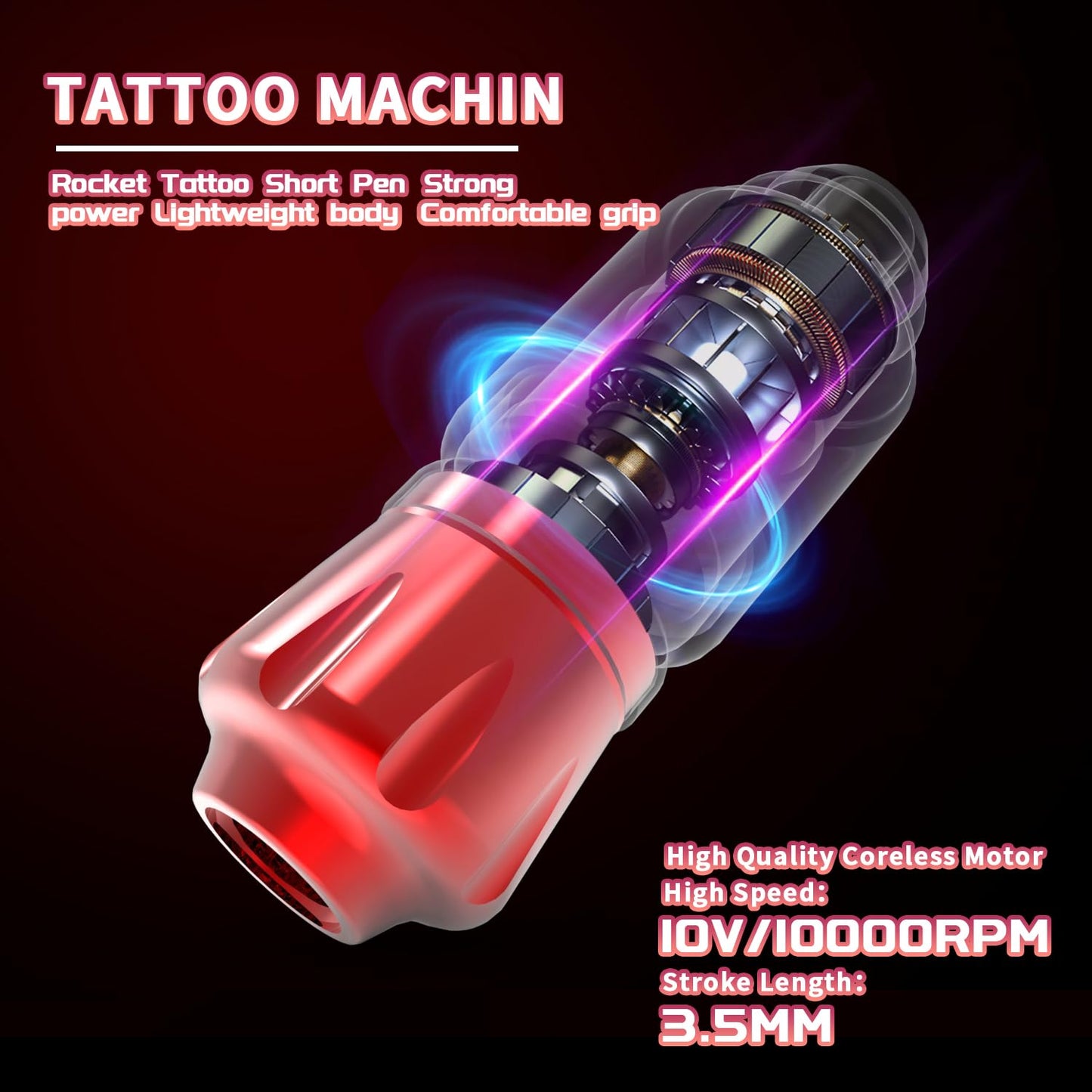 Wireless Tattoo Gun Kit - Complete Rotary Tattoo Machine for Beginners | Includes Cartridge Needles & Accessories