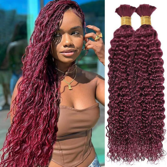Human Braiding Hair for Boho Braids 100g 16 Inch Chocolate Brown Curly Boho Hair for Braiding Knotless 12A Deep Wave Bulk Bohemian 2 Bundles/Pack Color 4