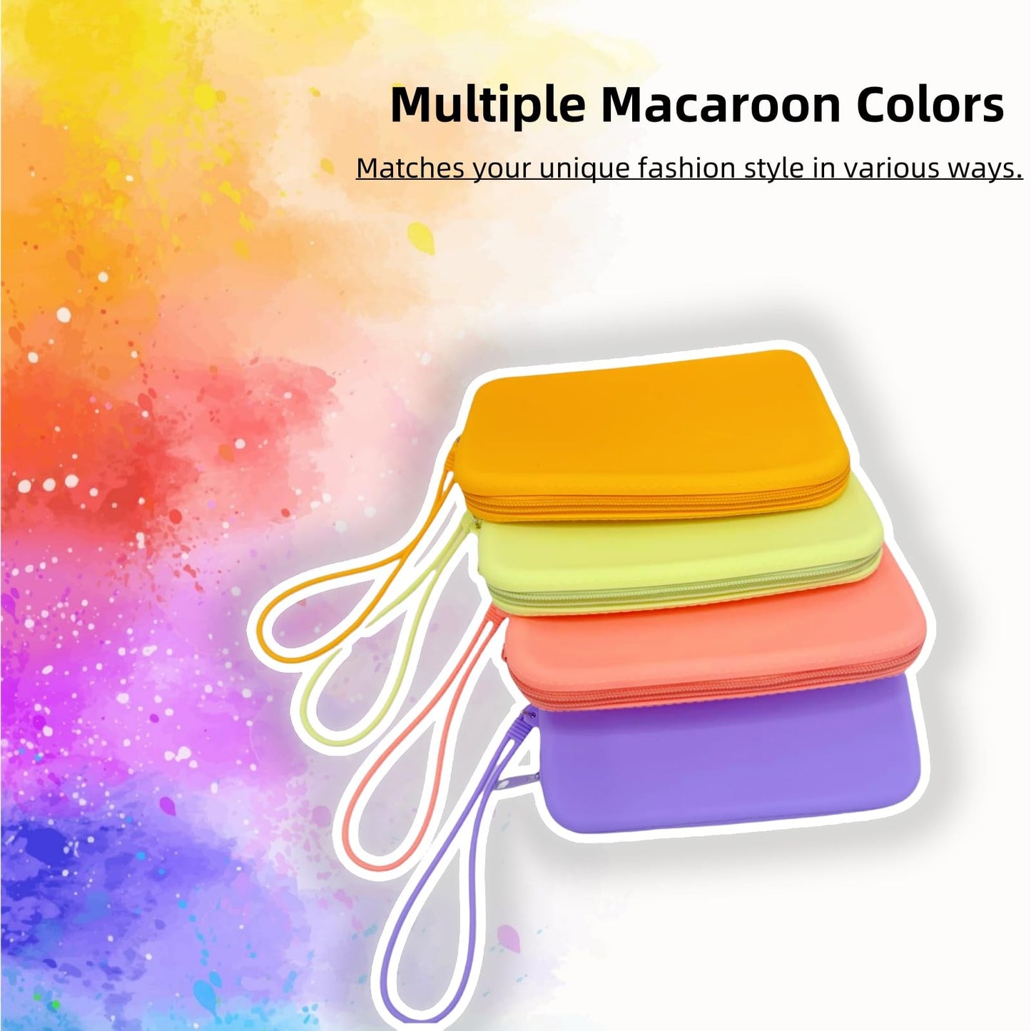 monolane 4 Pieces Silicone Makeup Toiletries Pouches, Waterproof Cosmetic Zipper Pouch, Digital Electronics Storage Bag, Beach Essential Travel Pouch (Creamy Collection)