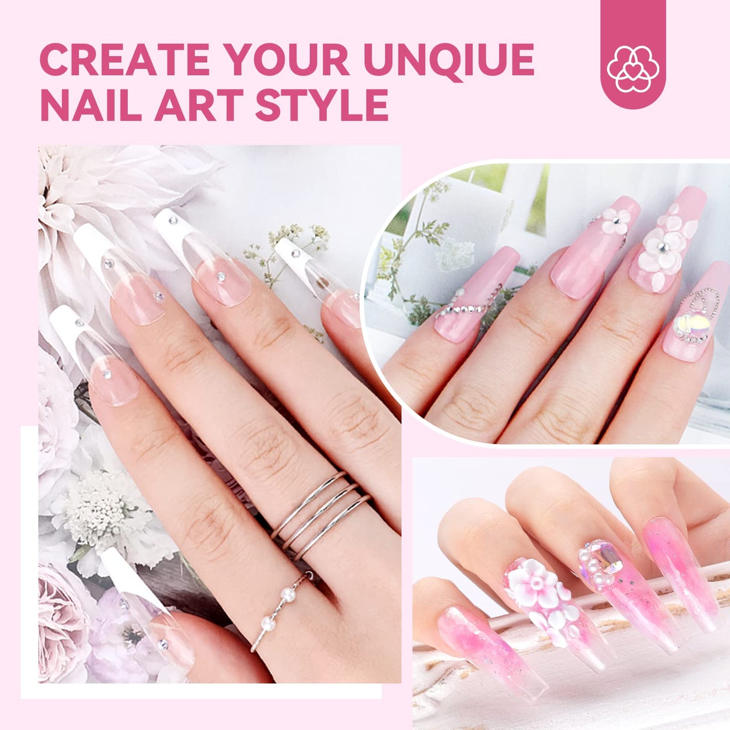 SAVILAND Acrylic Nail Kit with Everything: Complete Nails Kit Acrylic Set For Beginners & Enthusiasts Gel Polish Set U V Lamp, Nail Brushes, and Decorations for DIY Home Salon