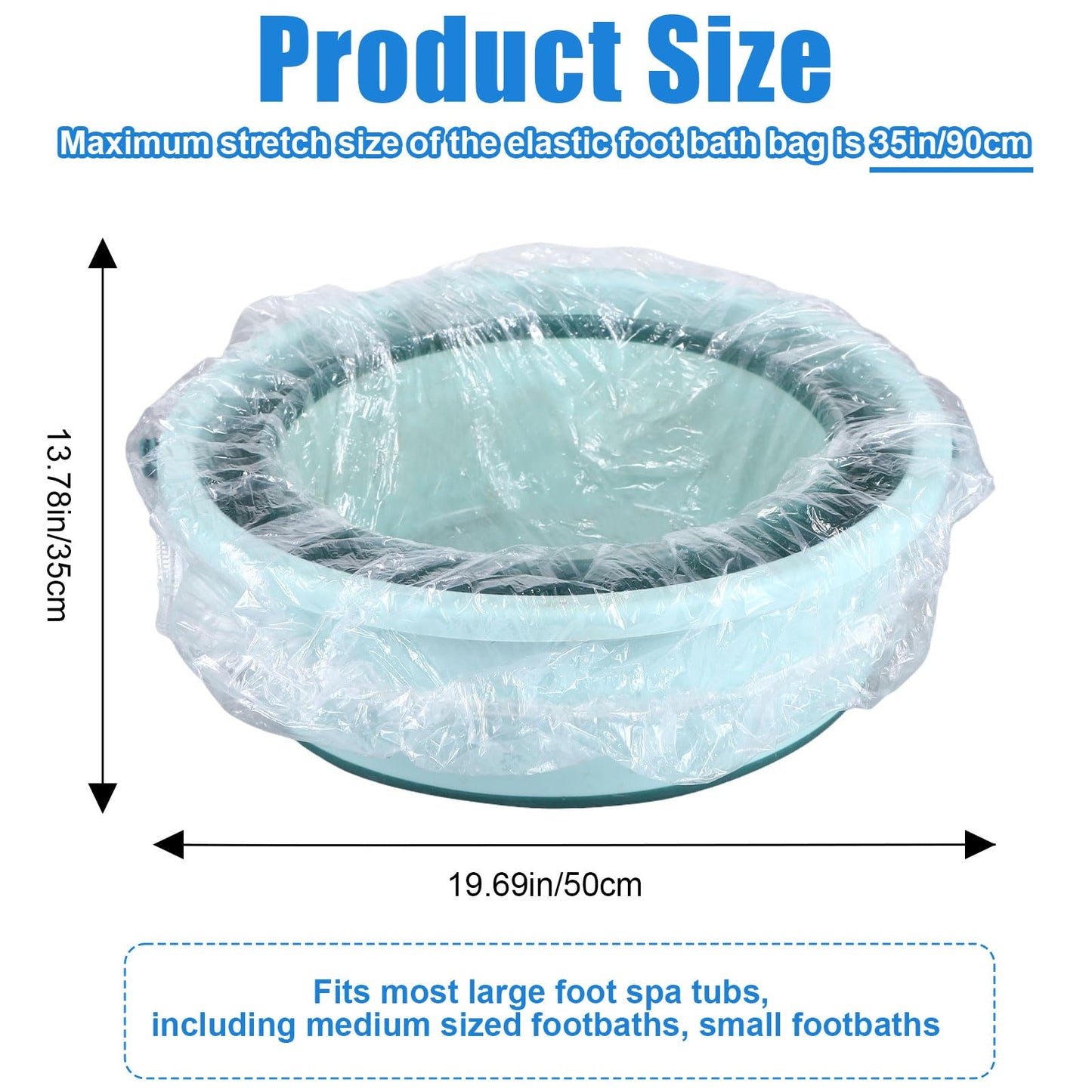 Transparent Pedicure Liners Disposable, Pedicure Bowl Liners with Elastic Band, Unbreakable Foot Bath Pedi Liners Disposable, Fits Most Pedicure Tub, for Pedicure Foot Spa Home Use (25pcs)