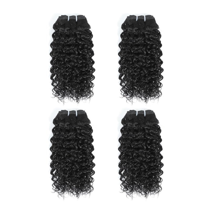 JTdebade Curly Wave Human Hair bundles 10+12 Inch 12A Grade Brazilian 100% Virgin Hair Weave Bundles Human Hair for Black Women (10'' 10'' 12'' 12'')