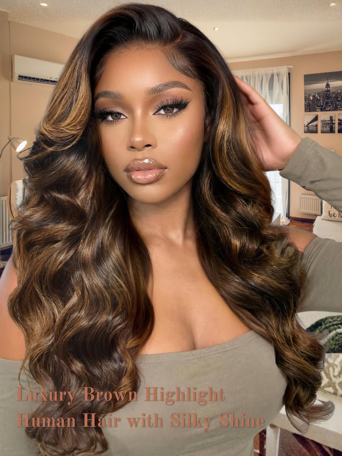 Anmetan F1B30 Highlight 14 Inch Bundles Human Hair Body Wave, 12A Thick Remy Hair Honey Blonde Highlight Black and Brown Single Wavy Bundle 100% Unprocessed Brazilian Human Hair Bundles Balayage Color