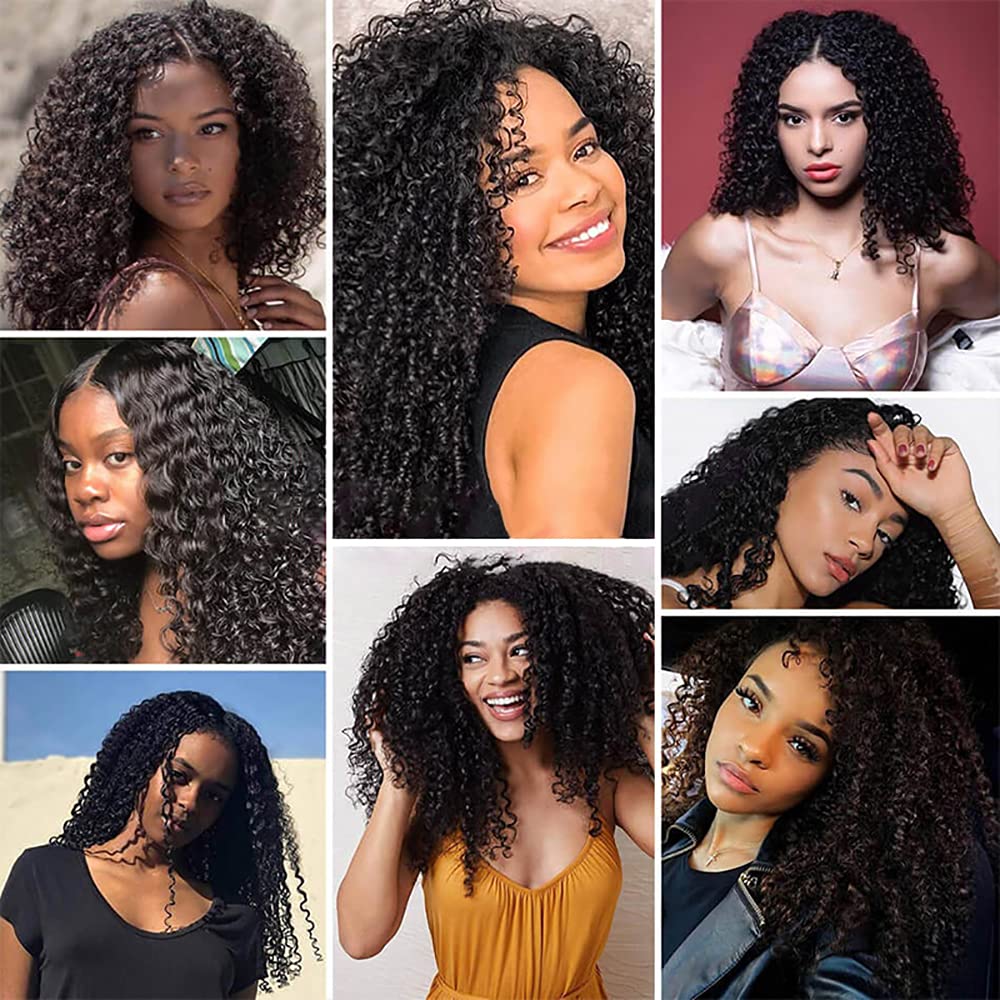 Deep Wave Bundles Human Hair 14 16 18 Inch #1B Natural Black Deep Curly Bundle Human Hair Extensions Unprocessed Virgin Remy Hair 3 Bundle 50 Gram Per Bundle