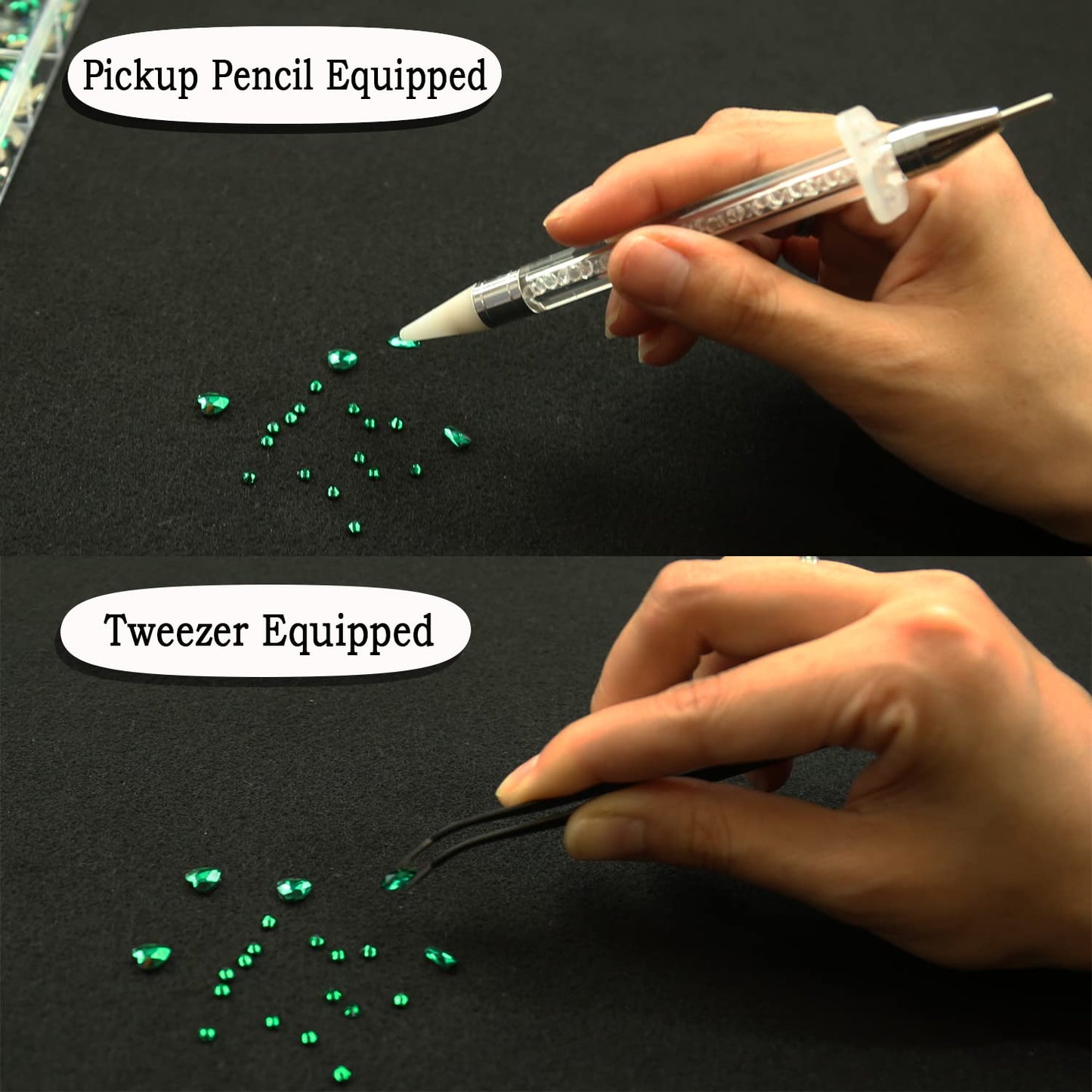 4180 Pcs Crystal Flatback Rhinestones Gems Nail Kit for Nail Art,Crafts,Clothes Shoes Decorations Jewelry (700 Diamonds + 3480 Flat Rhinestones, with Rhinestones Pen), Green