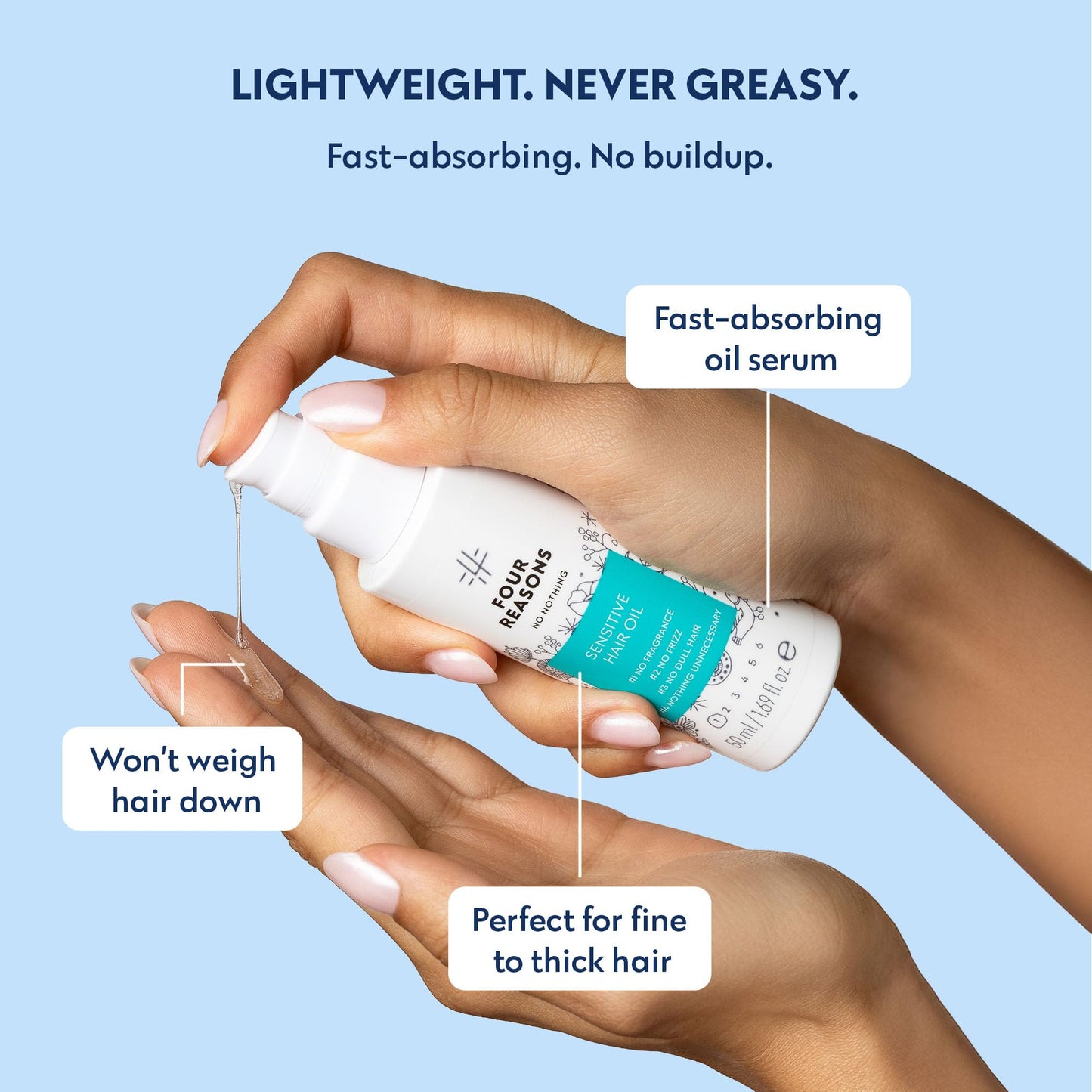 No nothing Hair Oil for Frizzy Hair, Lightweight Anti Frizz Hair Serum for Dry Hair, Frizz Control, Shine and Smoothing, Fragrance Free, Vegan and Cruelty Free, 1.7 fl oz