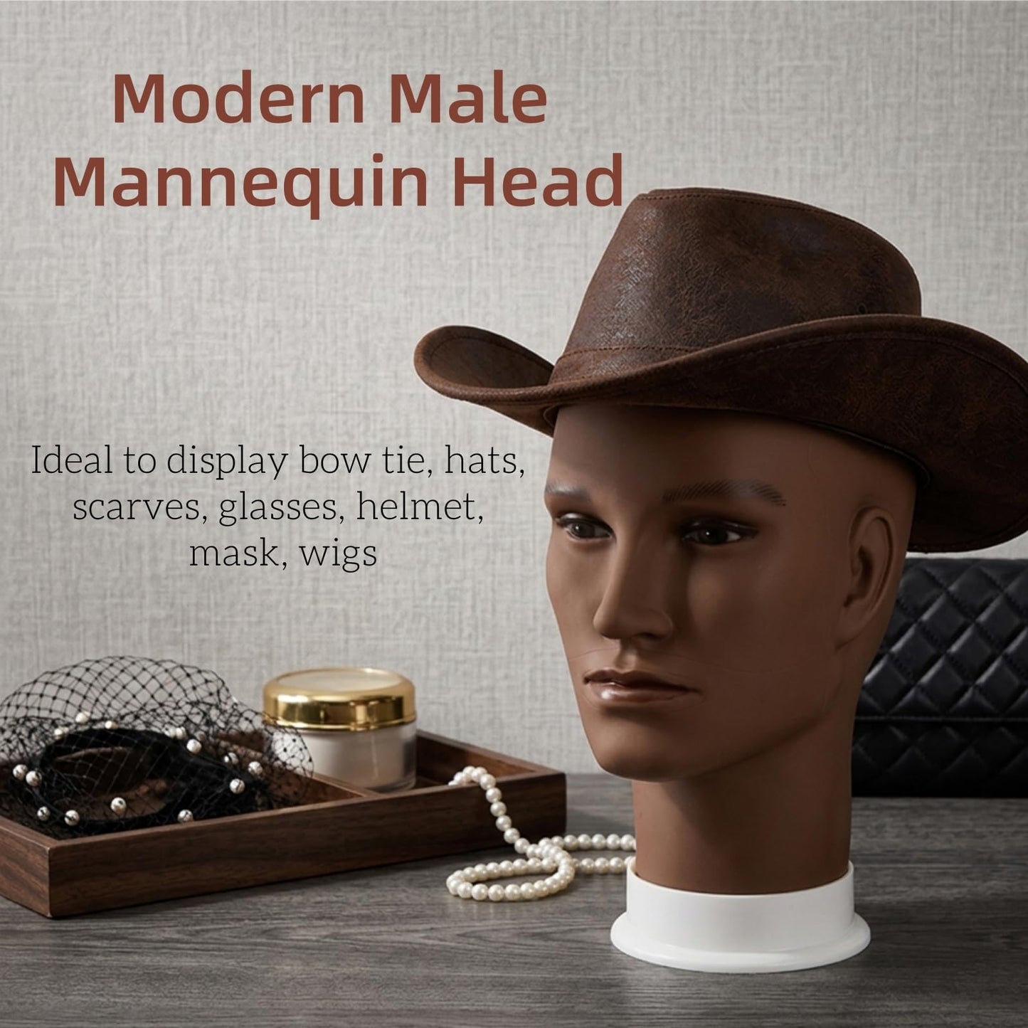Dicunoy 2PCS Mannequin Heads, Male Hair Model, Bald Wig, Afro American Cosmetology Head for Eyeglasses, Hairs, Hat, Helmet, Glasses Display