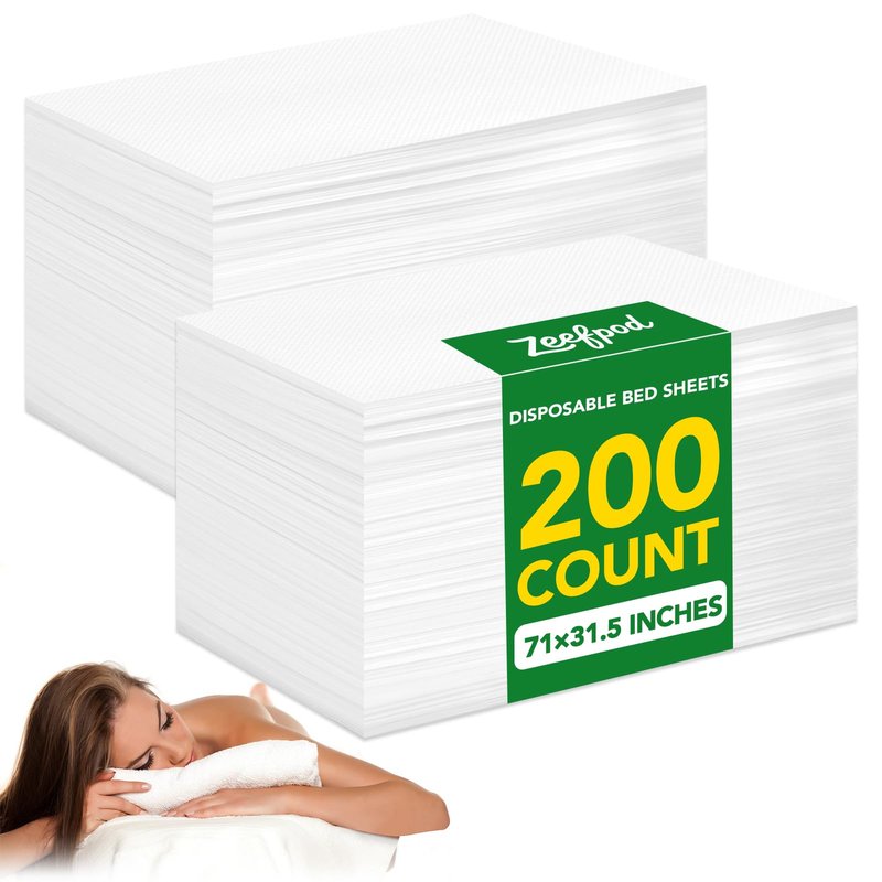 200Pcs Disposable Massage Table Sheets 31.5" x 71" Non-Woven Fabric massage table cover for Hygiene and Comfort in Tattoo,Spa Treatments, Breathable and Durable Sheets(White)