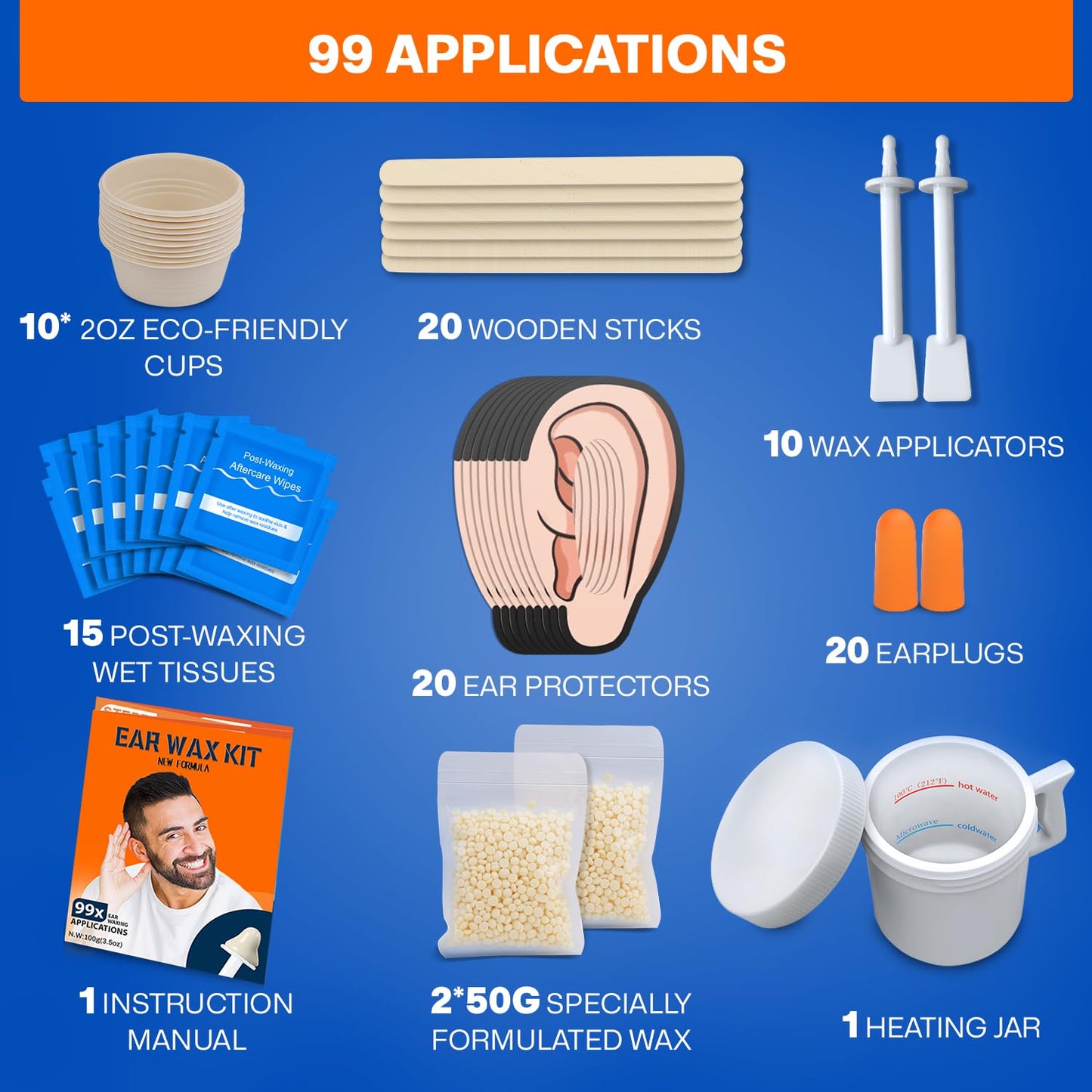 Fun Gift Set, 99 Pcs Waxing Kit for Effective and Easy Ear & Nose Hair Removal