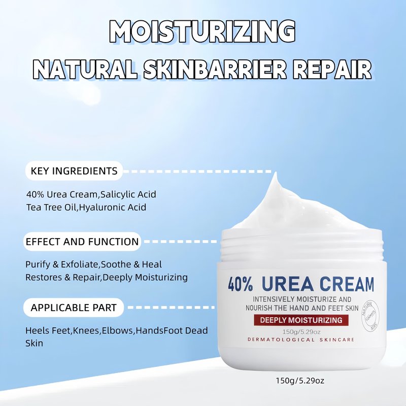 JYOVQXF 40% Urea Foot Cream with 2% Salicylic Acid Dry, Cracked Heel Treatment Callus Remover for Feet, Hands, Elbows Knees Tea Tree, Aloe Hyaluronic Acid Moisturizing Formula, 5.29 oz