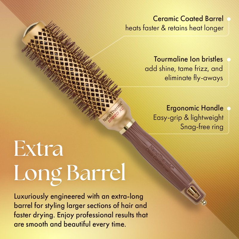 Olivia Garden NanoThermic Round Thermal Hair Brush - Professional Blowout Brush for Normal to Thick Hair | XL Size