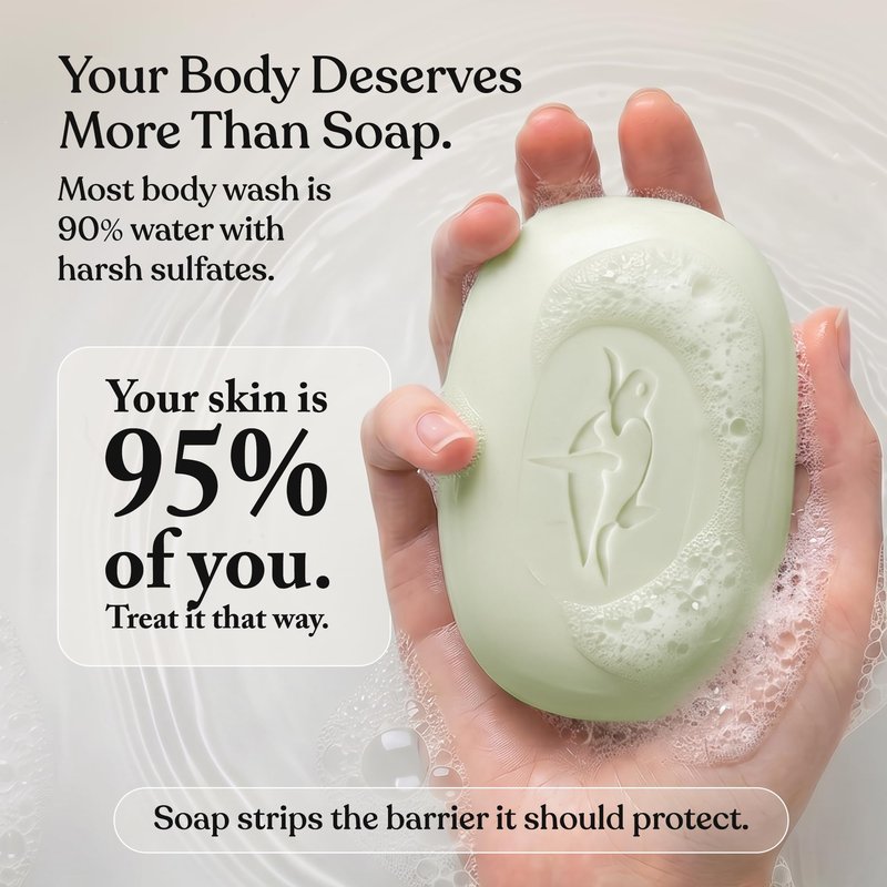 Elliqua No.3 Aloe Vera & Kaolin Clay Soothing Body Skincare Bar - Sulfate Free Cucumber Mint Scented Sensitive Skin Bar Soap - Non Toxic Purifying Triple Milled Plastic Free Body Wash Bar - 3.5 oz