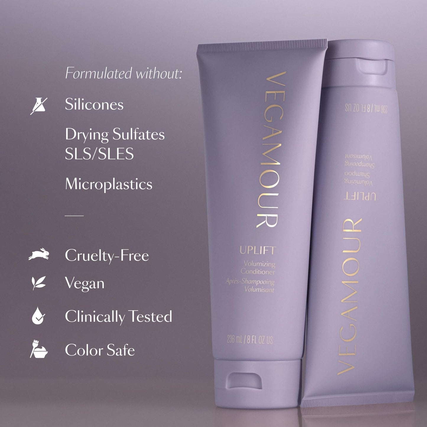 VEGAMOUR UPLIFT Volumizing Shampoo For fine, flat & thinning hair, Provides Volume & Resists Humidity, Non Sticky Formula, Bouncy Soft Hair