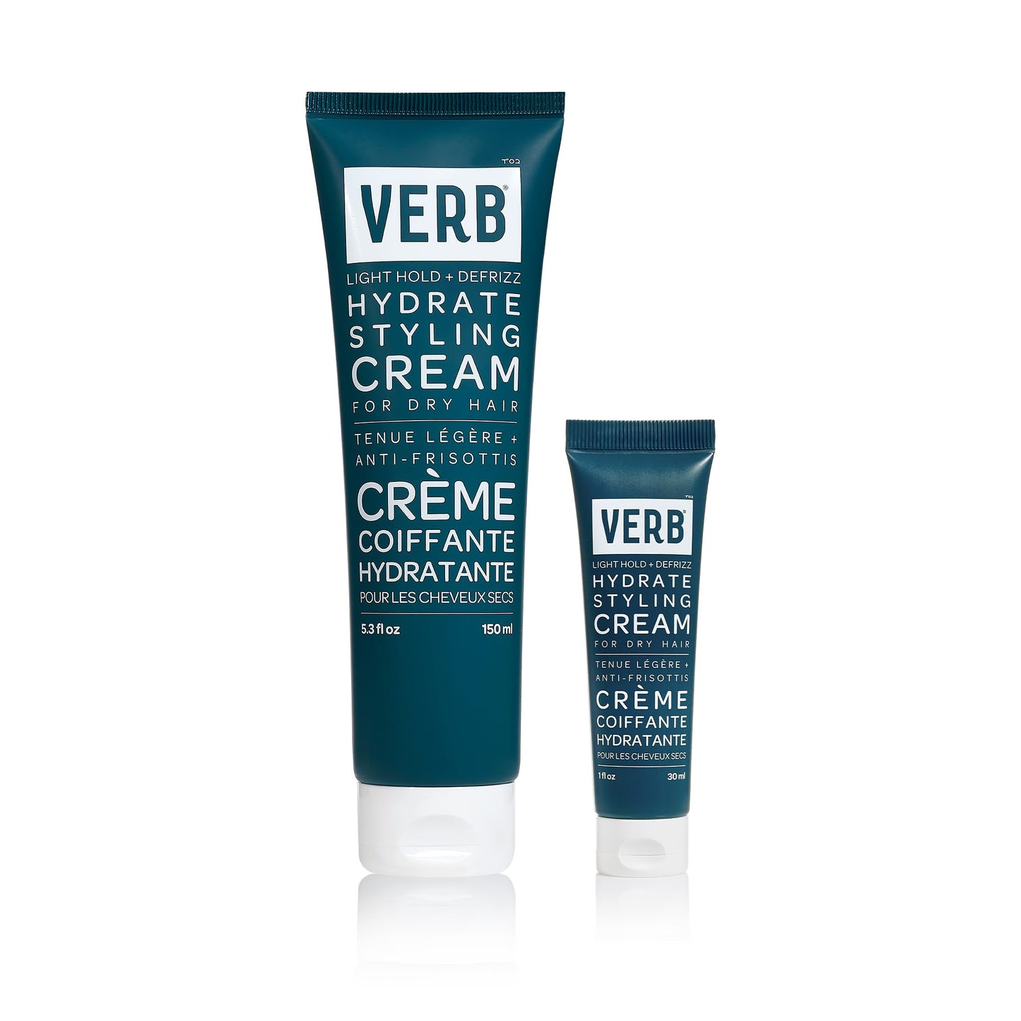VERB Hydrate Styling Cream, 5.3 oz + 1 oz Travel Size- Smooth + Reduce Frizz for Dry + Frizzy Hair - Amber + Warm Jasmine Scent