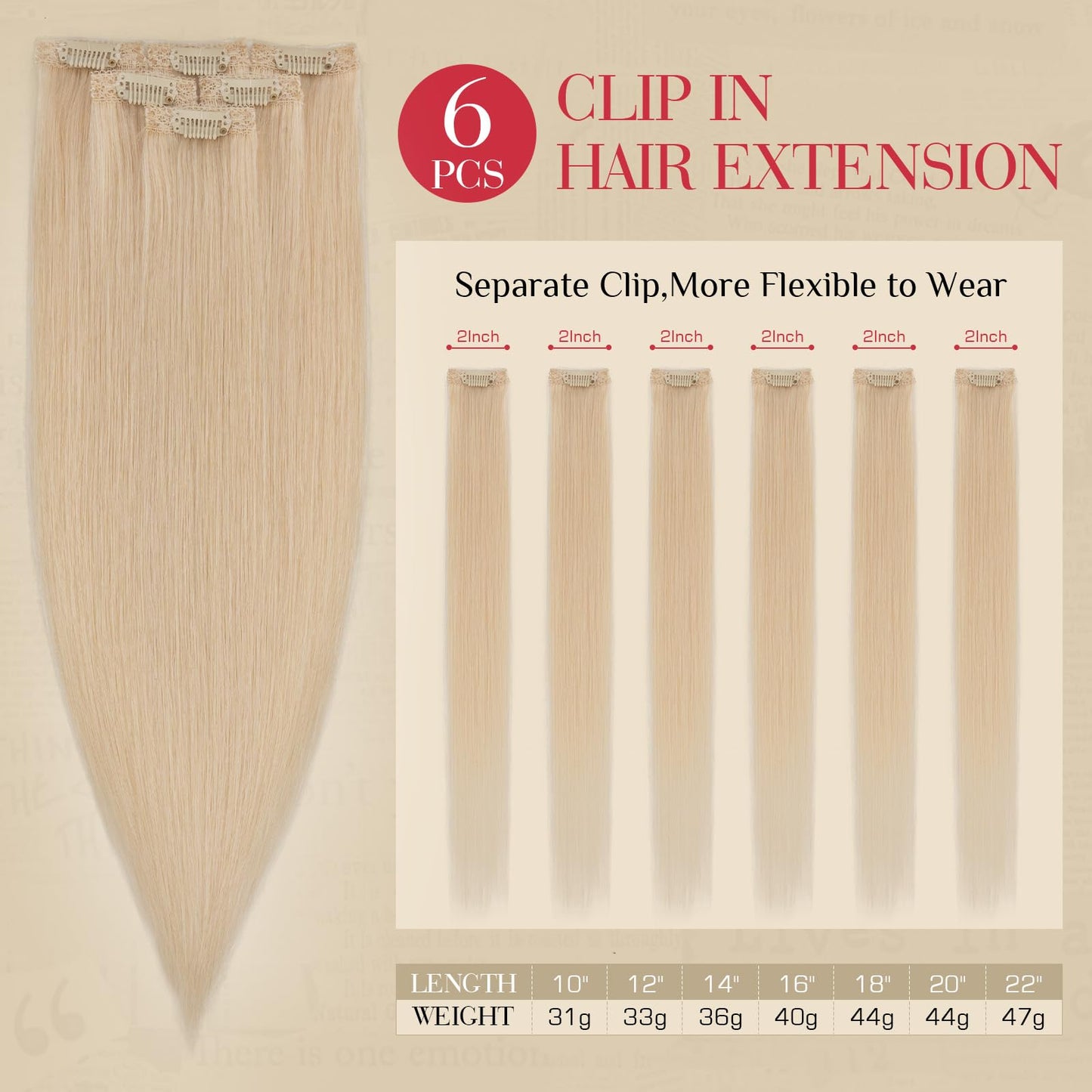 Rich Choices Real Human Hair Clip In Extensions-6 Pcs Single Clip Design-100% Remy Hairs Invisible Clip in Extensions for Thin Hair-Seamless Hairpieces for Women/Men-14 Inches #60 Platinum Blonde