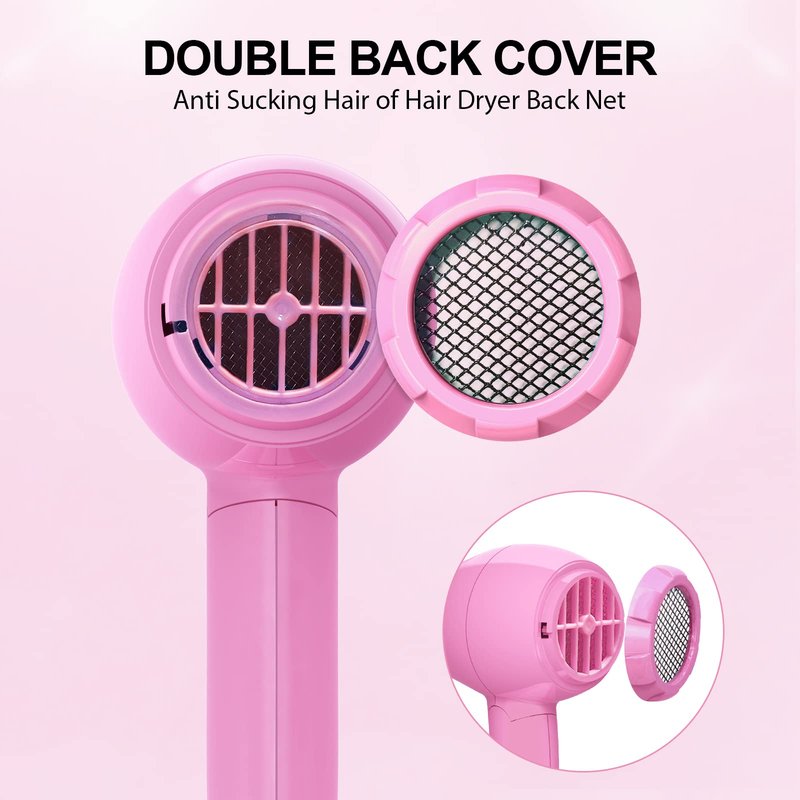 Portable Travel Hair Dryer,Mini Lightweight Dual Voltage Blow Dryer 1200W with Folding Handle,Blowdryer with One Concentrator