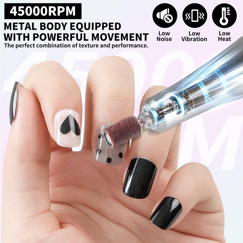 LIMEGIRL Professional Electric Nail File Drill Bits Kit 45000RPM for Acrylic Toenail Machine Clippers with 14 Drill Bit Gradient Pink Glitter Portable Rechargeable Cordless