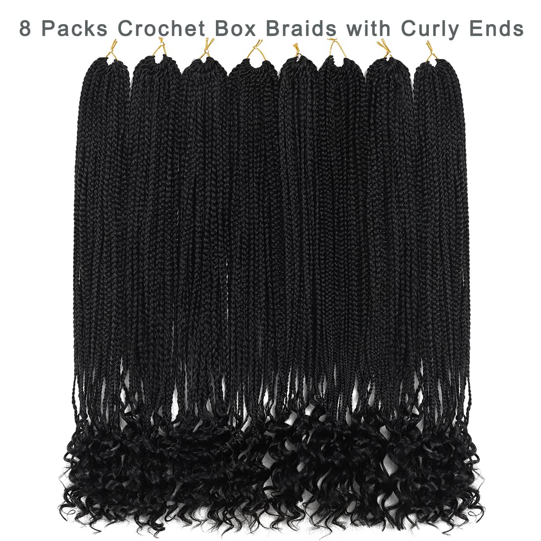 144 Strands Goddess Crochet Box Braids with Curly Ends 24 Inch Pre Looped Box Braids Crochet Hair 8 Packs Curly Crochet braids for Black Women