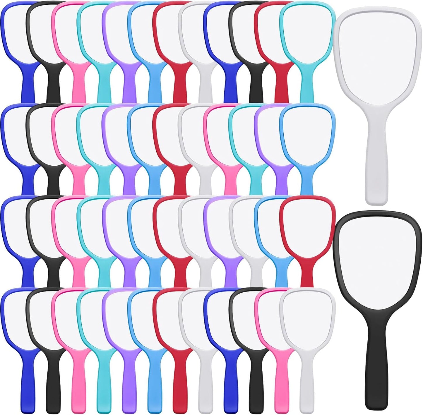 Handheld Mirror Set - 50 Pcs Small Portable Makeup Mirrors | 3.15" Wide, 7.09" Long, 8 Colors