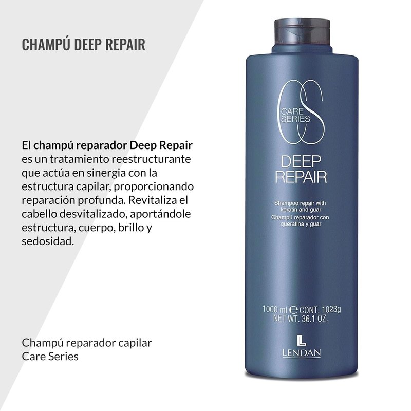 Lendan - Repairing Shampoo - Deep Repair - 1000 ml - for Damaged and Devitalized Hair - with Hydrolyzed Keratin - Deeply Repairs Hair - Adds Shine and Structure - Anti-Frizz
