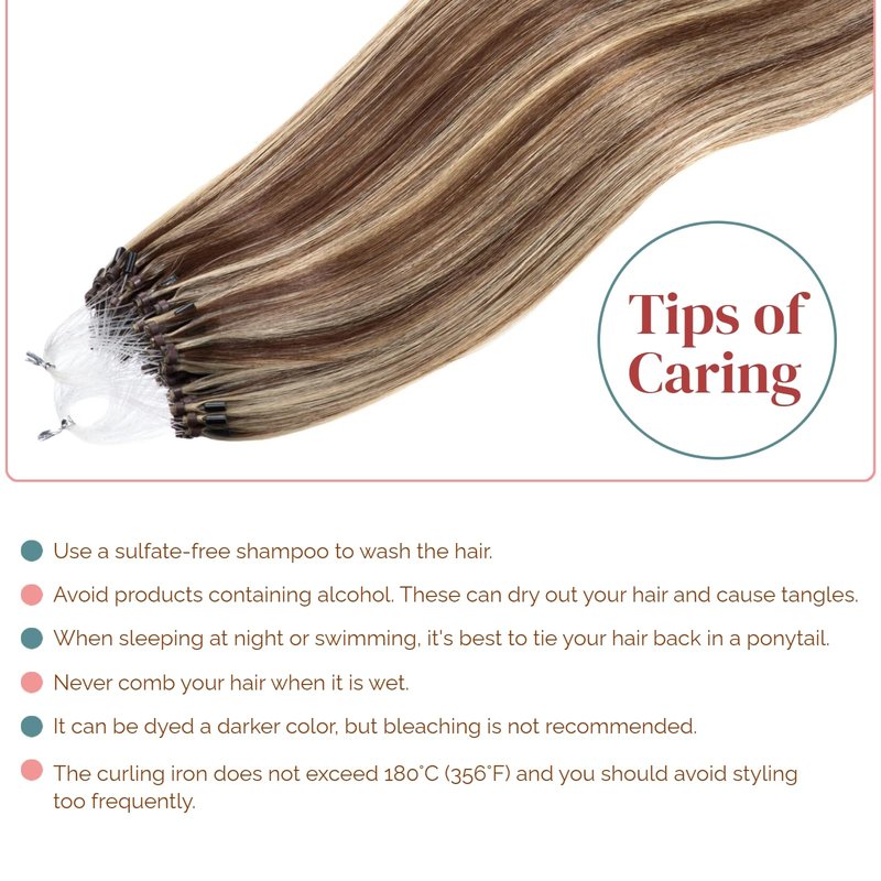 Micro Bead Hair Extensions Human Hair 1g/Strand Micro Link Hair 50g Loop Ring 14 Inch, 4/613 Medium Brown Mix With Blond Bead Hair Extensions