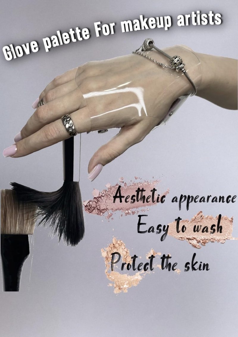 Makeup Palette for Artwork | Stylish Glove for Makeup Artists | Made of Natural Leather and Hypoallergenic Vinyl (BLACK, Small RIGHT)