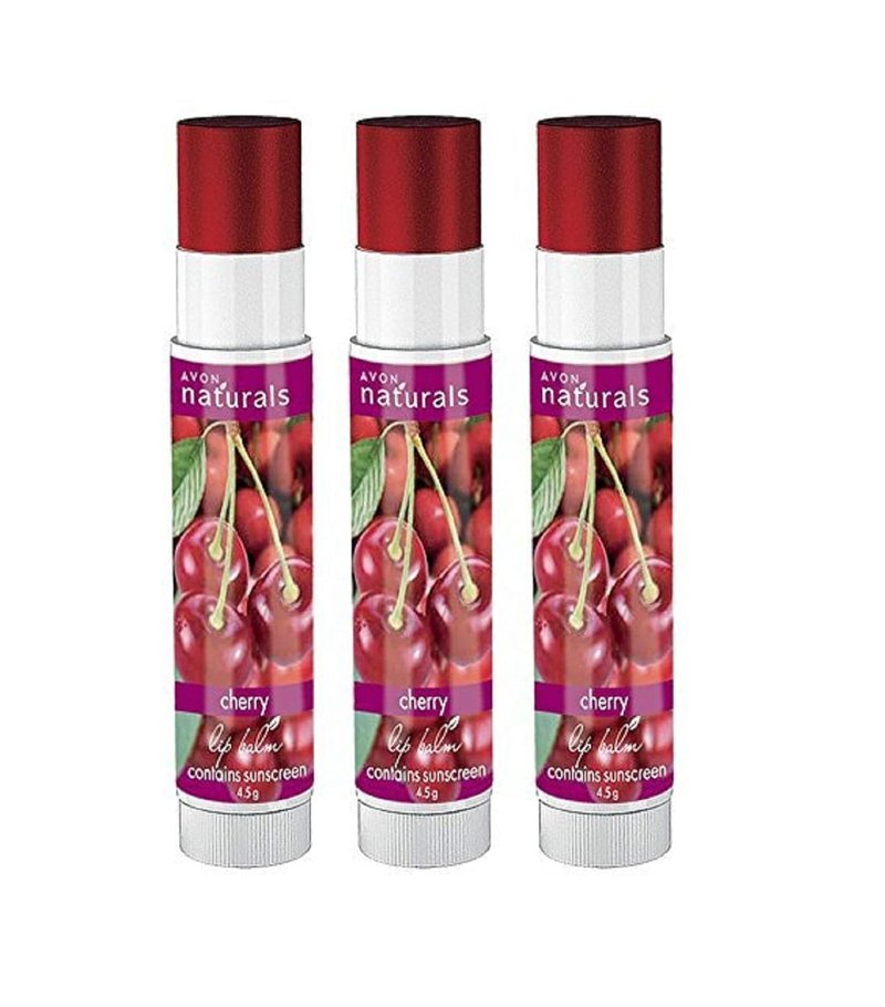 Naturals Lip Balm - Cherry Flavor | Moisturizing Formula, Pack of 3