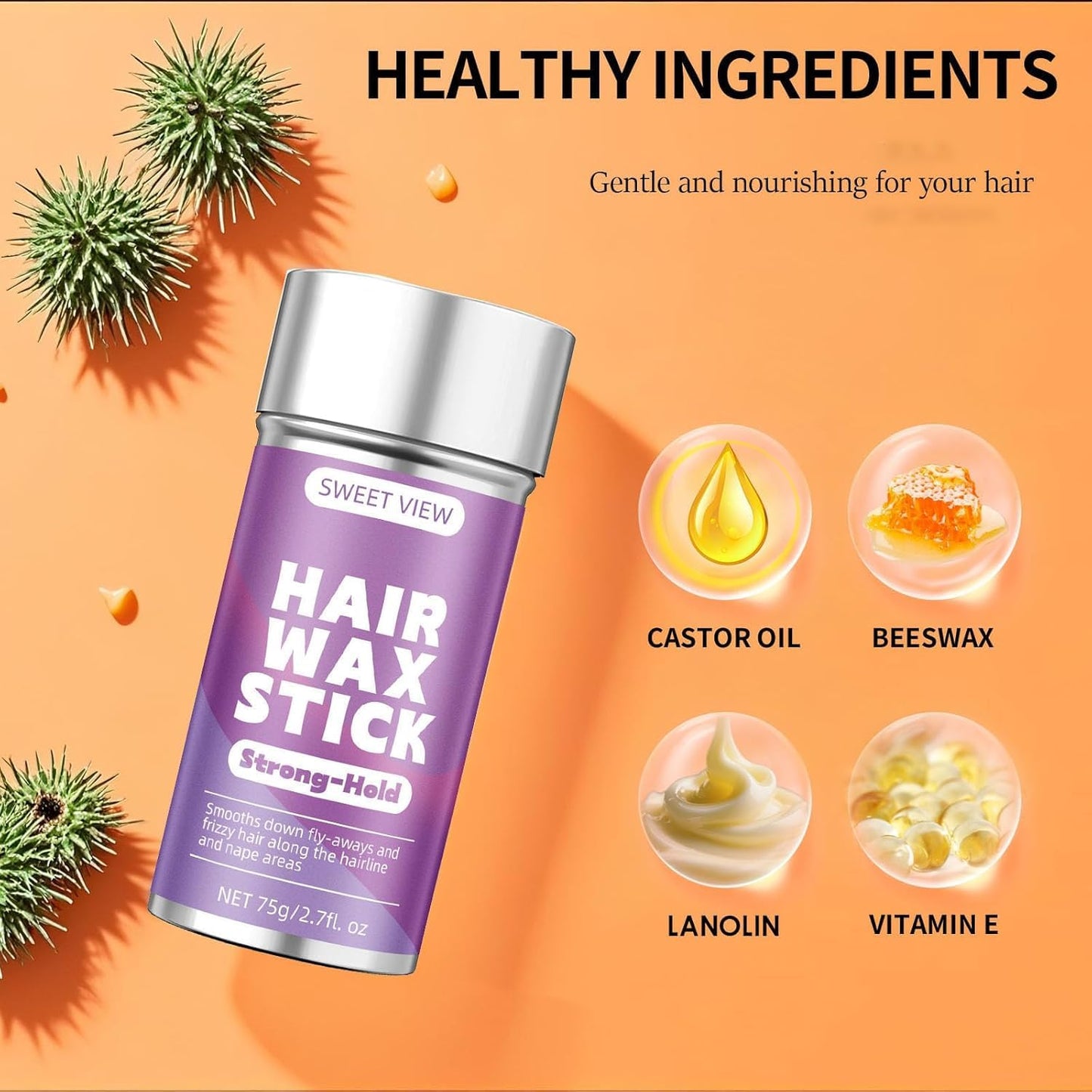 Hair Wax Stick - Slick Back Pomade for Taming Flyaways & Frizz | Ideal for Sleek Ponytails & Buns