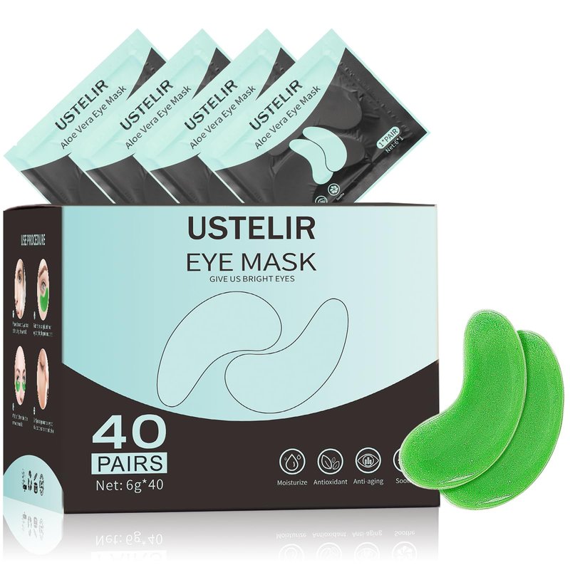 USTELIR Under Eye Patches, 40 Pairs Eye Mask for Dark Circles, Puffy Eyes, Undereye Bags,Wrinkles,Eye Mask Patches with Aloe Vera, Eye Treatment Skin Care for Men & Women Gift