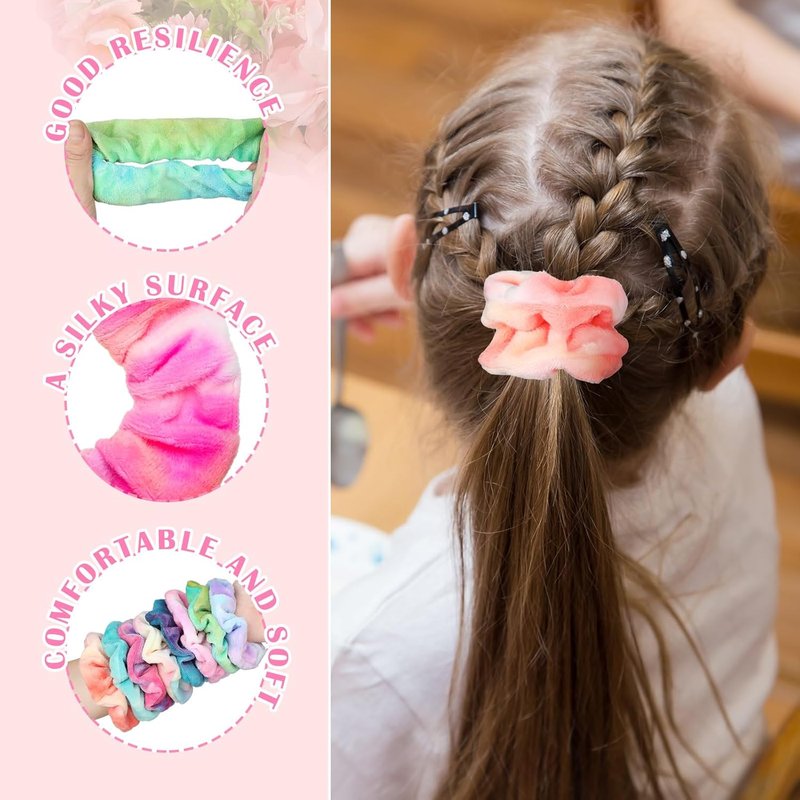 120 Pcs Velvet Scrunchies - Soft Elastic Hair Ties for Women | Cute Tie Dye Hairbands & Ponytail Holders