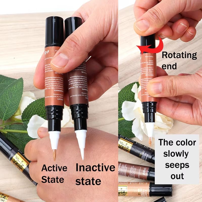 Lace Tint Precision Pen Wig Lace Tint with Brush Applicatior, Easy to use, Long Lasting Formula, Blends Natural, Seamless Finish Waterproof Effect (2 pcs, Medium Brown)