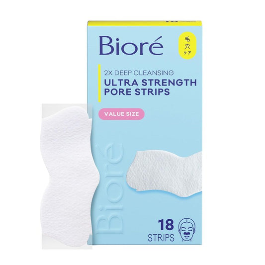 Bioré Witch Hazel Blackhead Remover Pore Strips - Ultra Strength, C-Bond Technology, 18 Count | Oil-Free & Non-Comedogenic