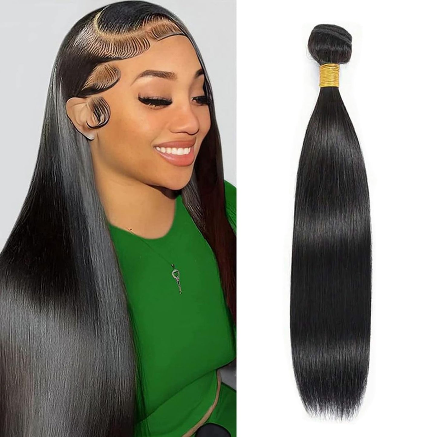 24-Inch Straight Human Hair Bundle - 100% Unprocessed Virgin Brazilian Hair for Black Women | Natural Black