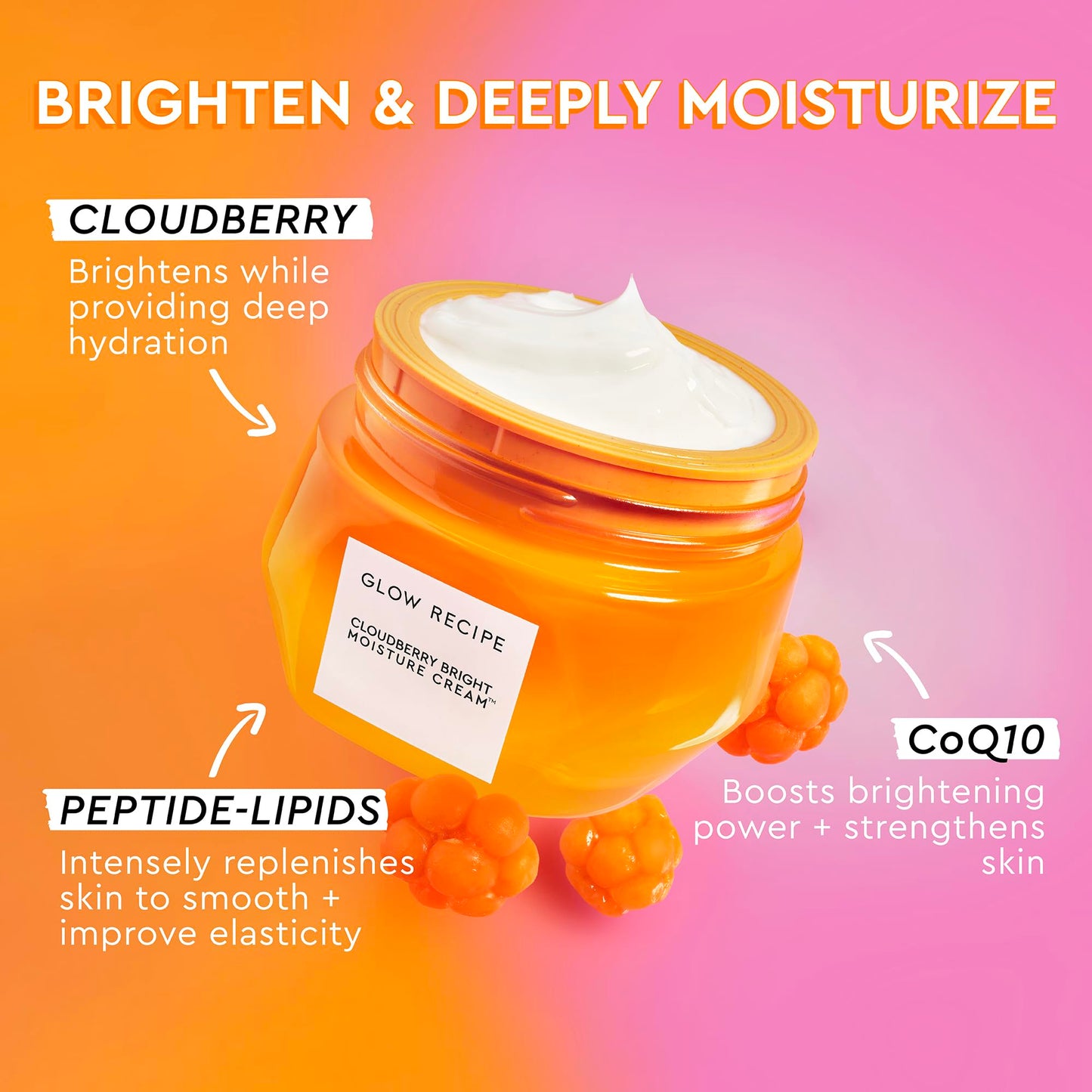 Glow Recipe Cloudberry Bright Cream Refill Pod – Ultra Moisturizing Korean Face Cream for Women with CoQ10, Multi Peptides & Vitamin C to Brighten, Repair Skin Barrier & Even Skin Tone (50 ml)