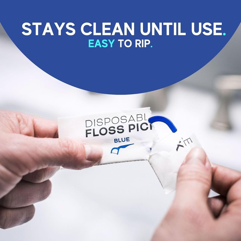 Floss Picks - 450 Individually Wrapped Multi-Color Dental Flossers | Easy Grip Disposable for Travel