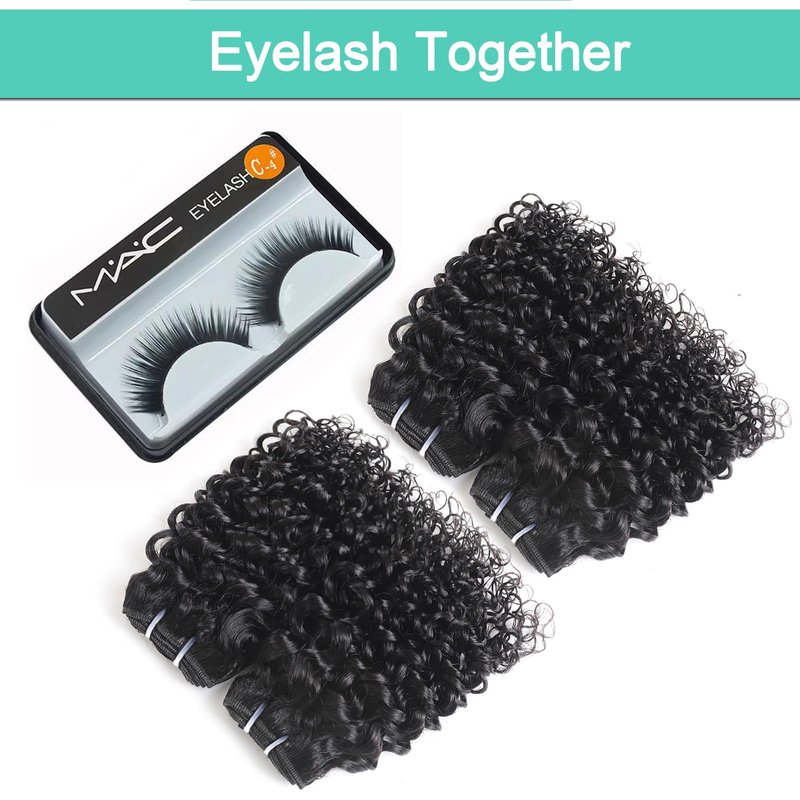 JTdebade Curly Wave Human Hair bundles 10+12 Inch 12A Grade Brazilian 100% Virgin Hair Weave Bundles Human Hair for Black Women (10'' 10'' 12'' 12'')