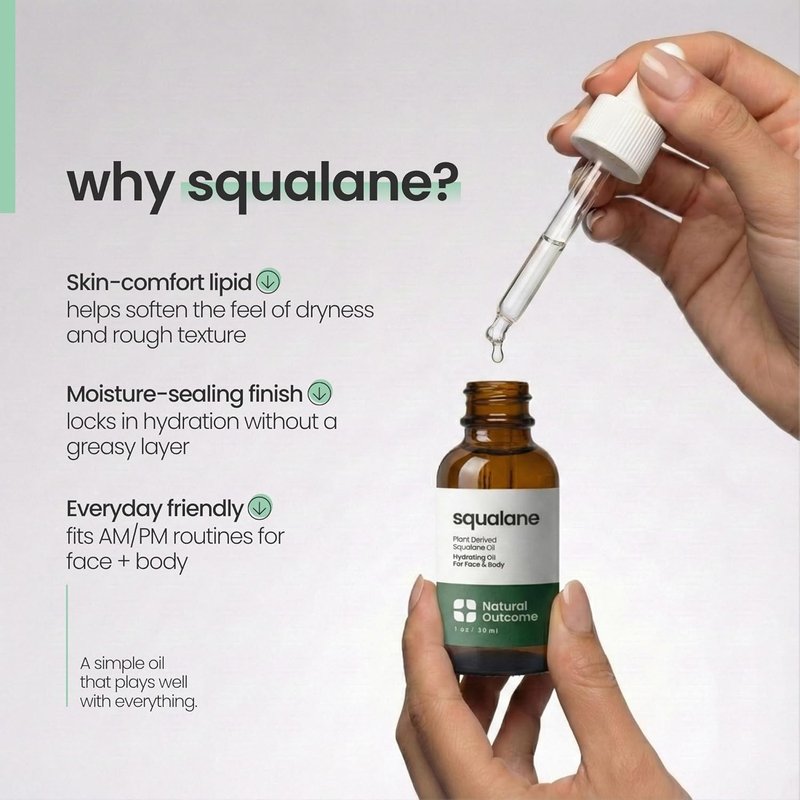 Pure Squalane Oil - 100% Plant-Derived Moisturizing Oil for Face, Body & Hair | 1 oz - Firms Skin & Reduces Fine Lines