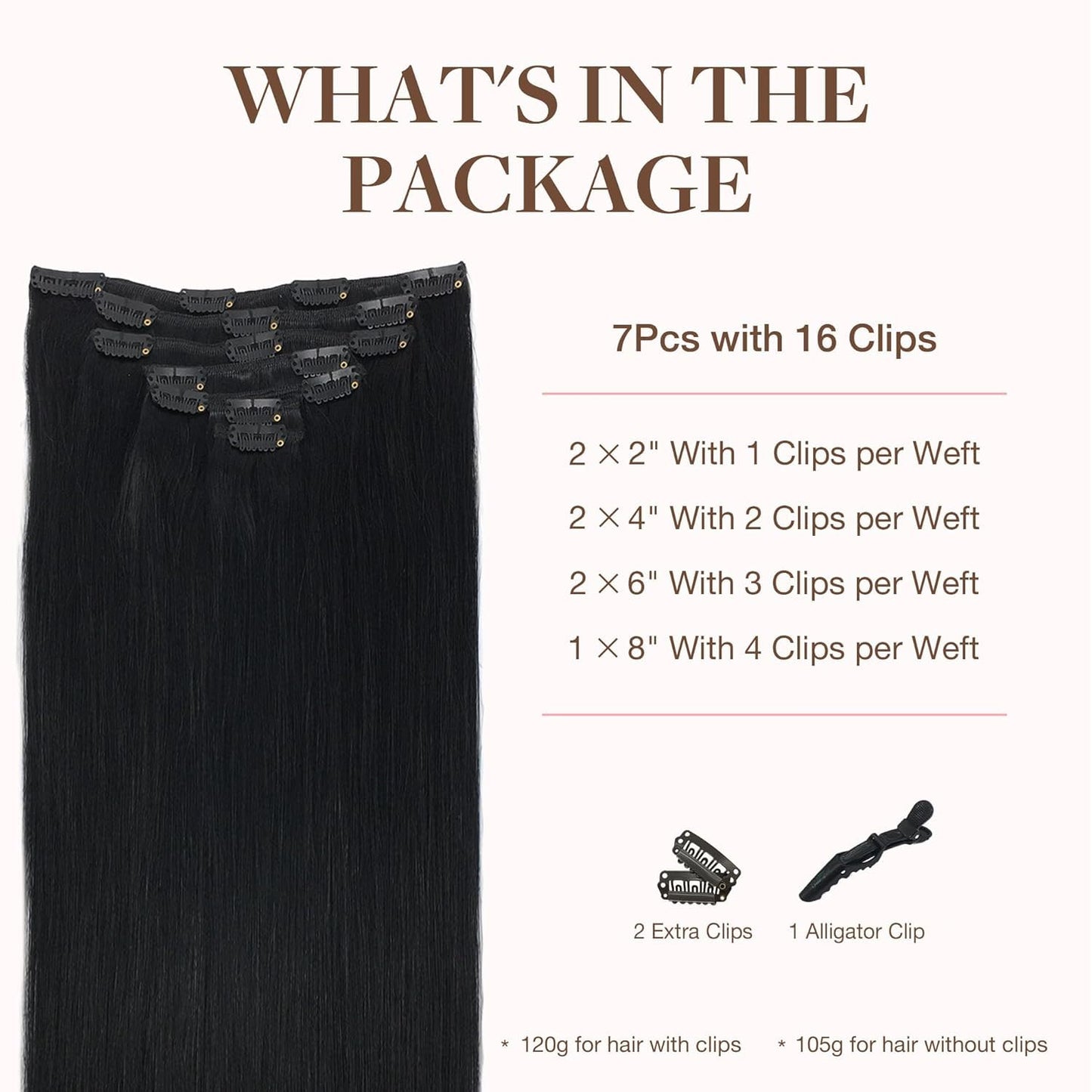GOO GOO Clip in Hair Extensions Real Human Hair, Remy Human Hair Extensions Clip ins for Women, Natural Human Hair