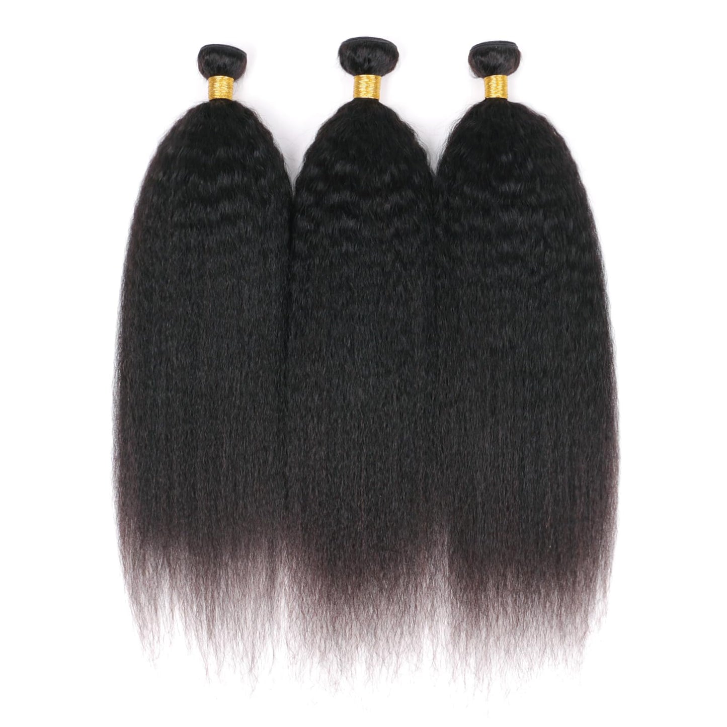 DAIMER Kinky Straight Human Hair Weave Unprocessed Virgin Hair Brazilian Yaki Straight Bundle Human Hair Weft Real Hair Extensions 16 Inch Natural Color