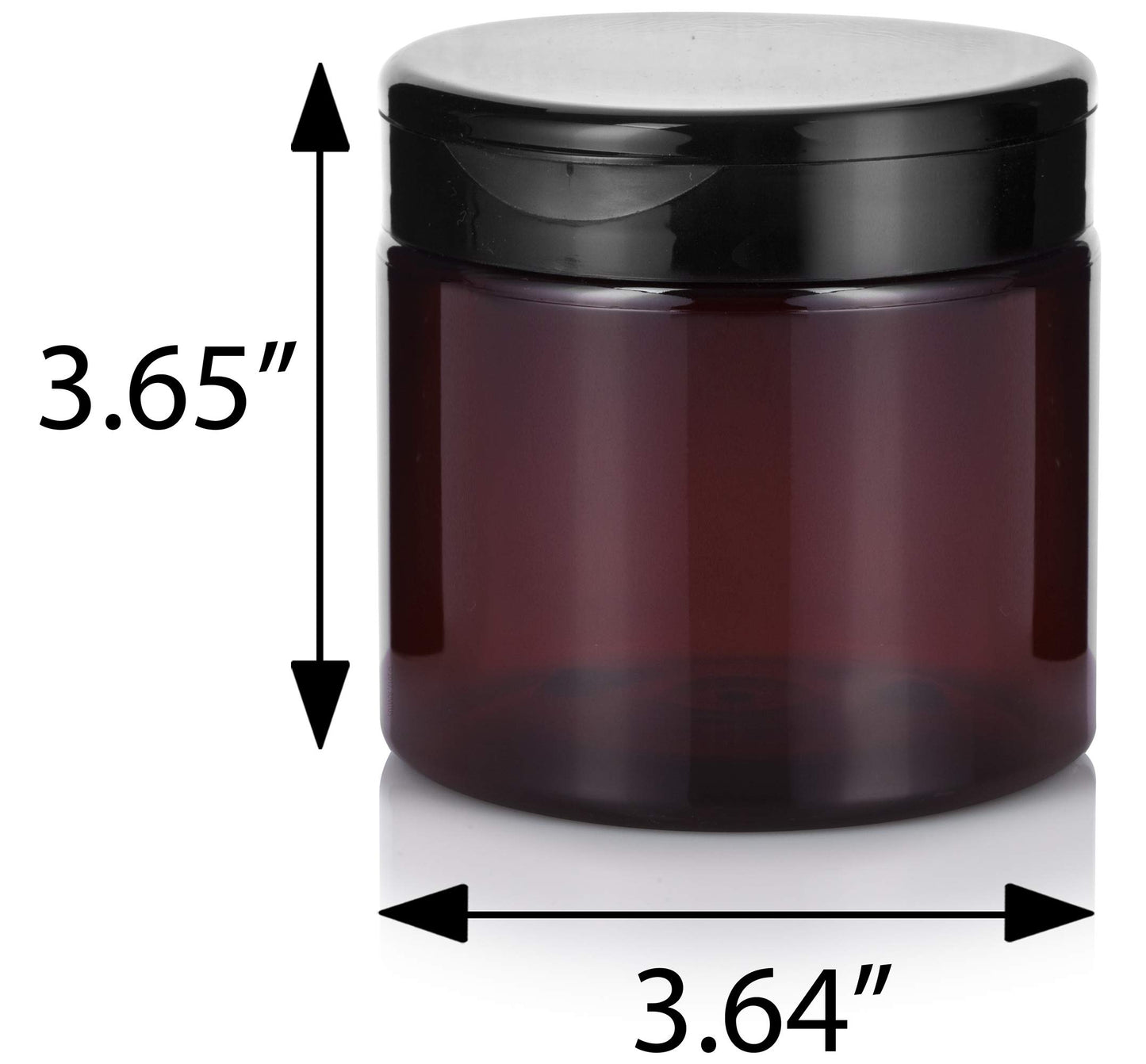 16 oz Amber PET Plastic Refillable Jar with Black Flip Top (6 Pack)