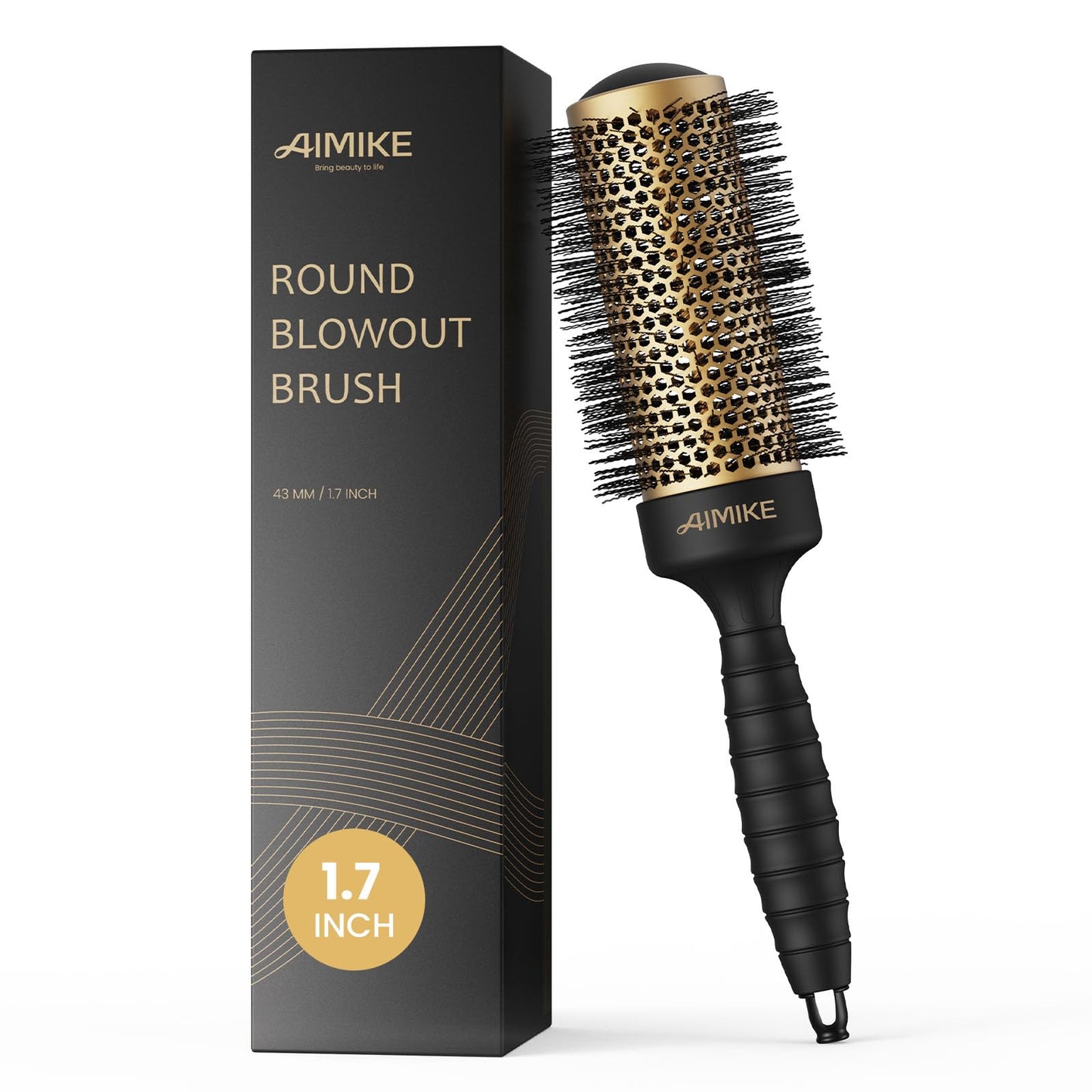 AIMIKE Round Brush for Blow Out, Medium Round Hair Brush with Nano Thermal Ceramic Tech, Quick Blow Drying & Styling, Volumizing Blowout Brushes for Women Medium Hair, 1.7 in Barrel (Not-electric)