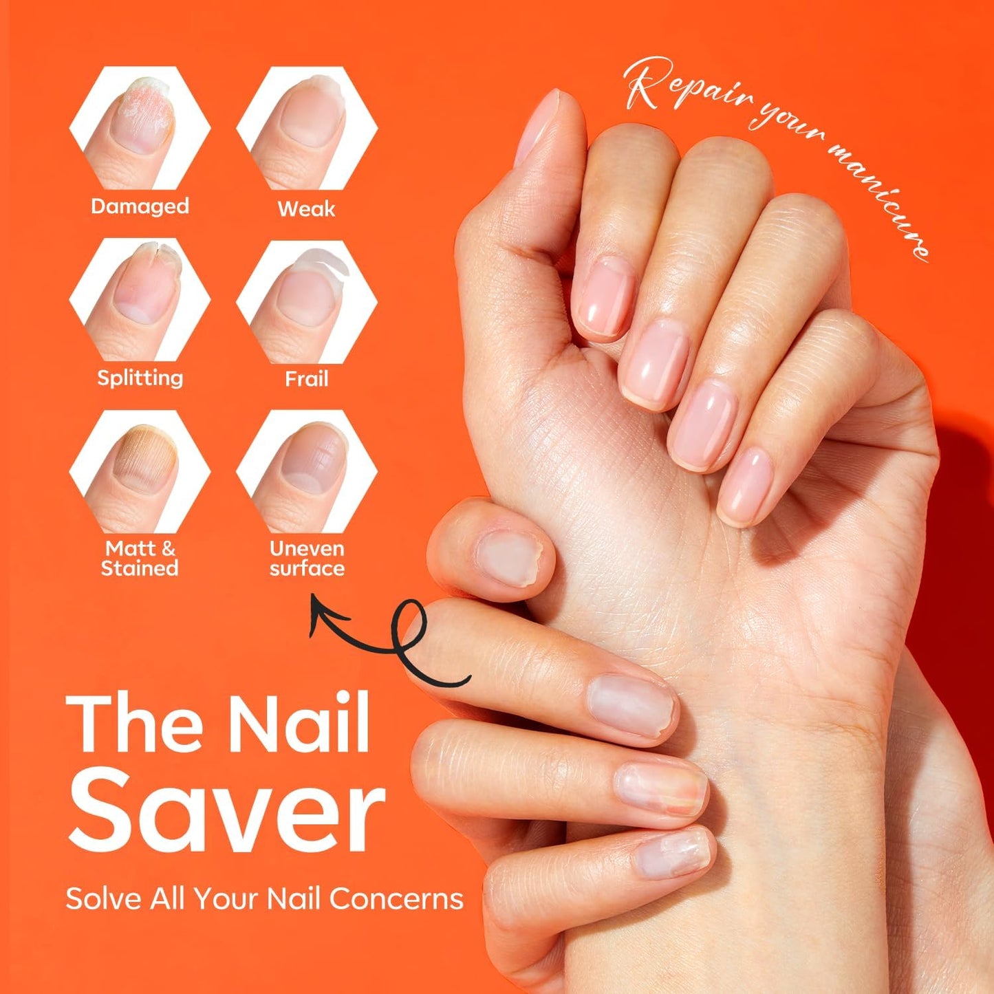 modelones Nail Strengthener and Growth Clear Nail Hardener Extra Strong and Growth 3-in-1 Scented Nails Repair for Damaged Nails Repair Mode Gifts for Women 13.5ml 0.46 Fl Oz