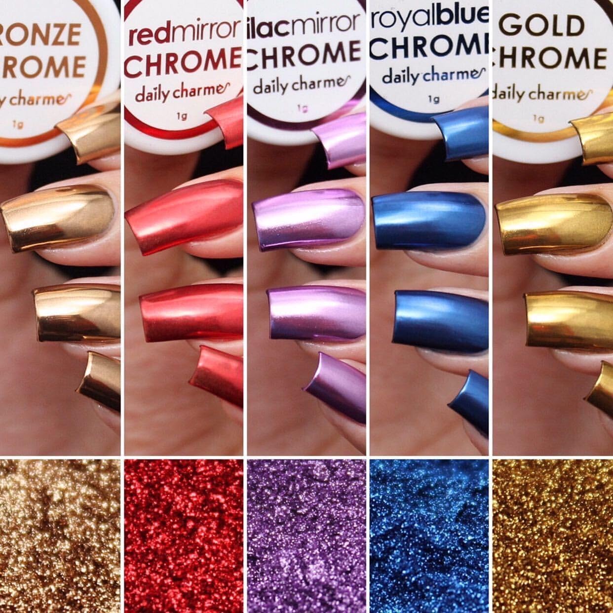 Daily Charme Chrome Effect No-Wipe Top Coat Gel Polish 15ml, High Gloss, Special Formula For Smooth Glazed Mirror Chrome Finish Long Lasting, Soak Off, Home DIY/Nail Art Salon Manicure