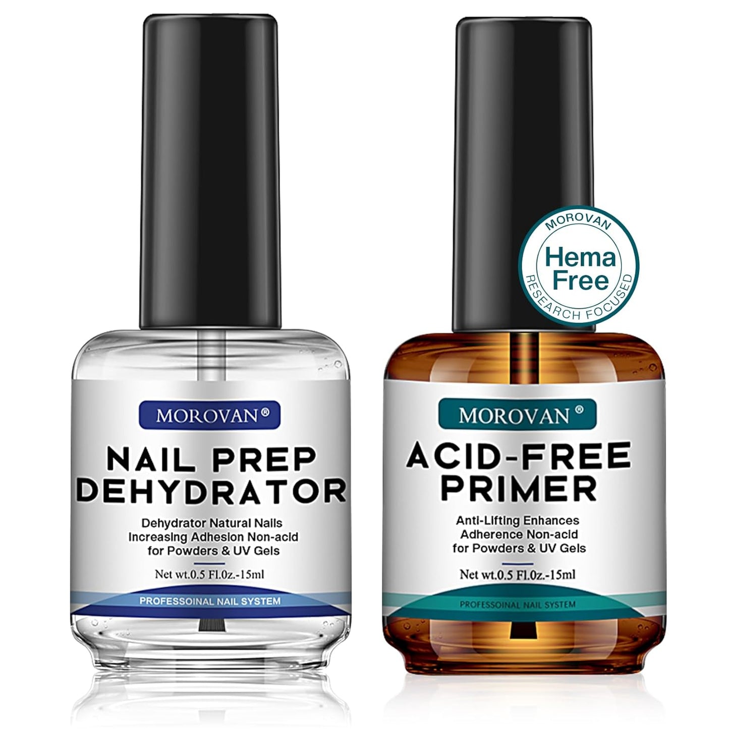 Natural Nail Prep Primer - Acid-Free Dehydrator for Acrylic & Gel Polish | Fast-Dry Superior Bonding Agent Gift Box Set