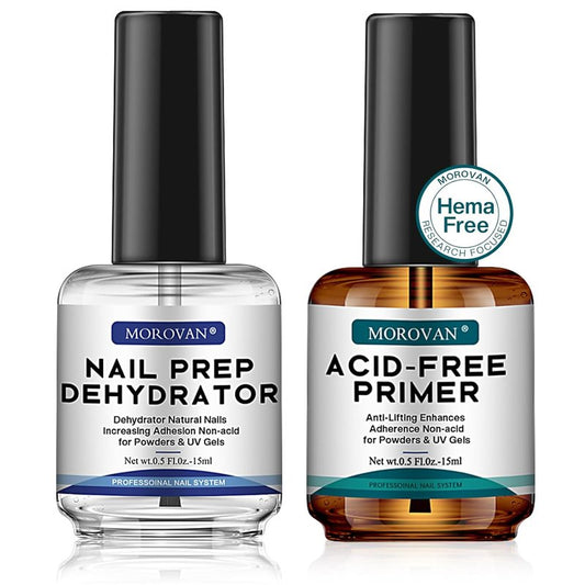 Natural Nail Prep Primer - Acid-Free Dehydrator for Acrylic & Gel Polish | Fast-Dry Superior Bonding Agent Gift Box Set