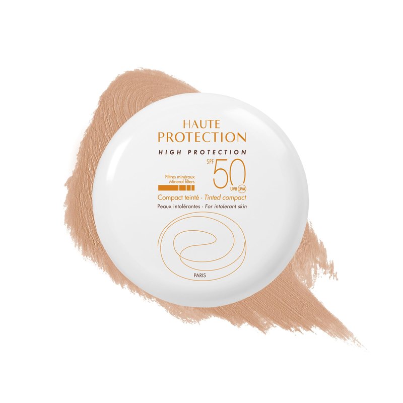 Avène High Protection Beige Tinted Compact, Broad Spectrum SPF 50+, UVA/UVB Blue Light Protection, Water Resistant, Non-Greasy, 0.35 oz.