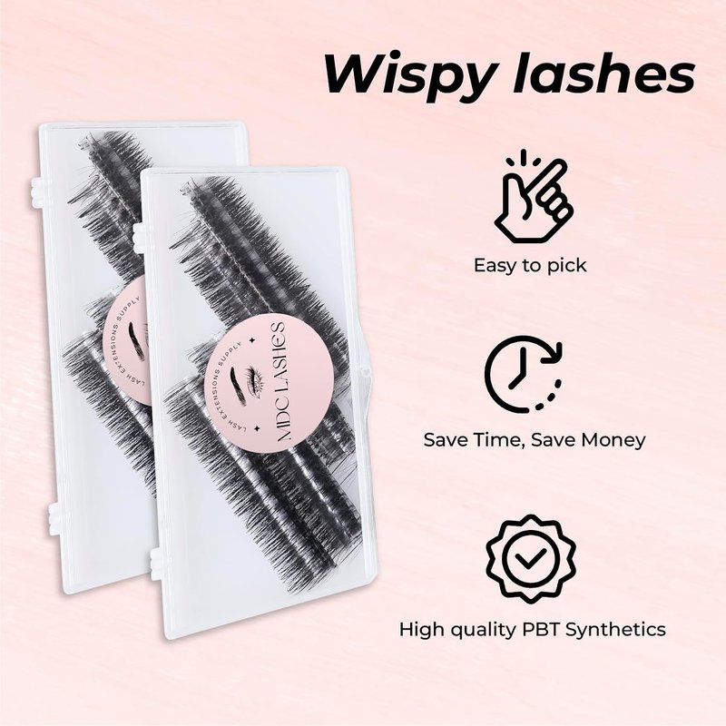 Promade Wispy Lash Extensions - Volume Lashes 0.05-0.07 Thickness | C/D/CC Curl, 8-18mm Loose Fans