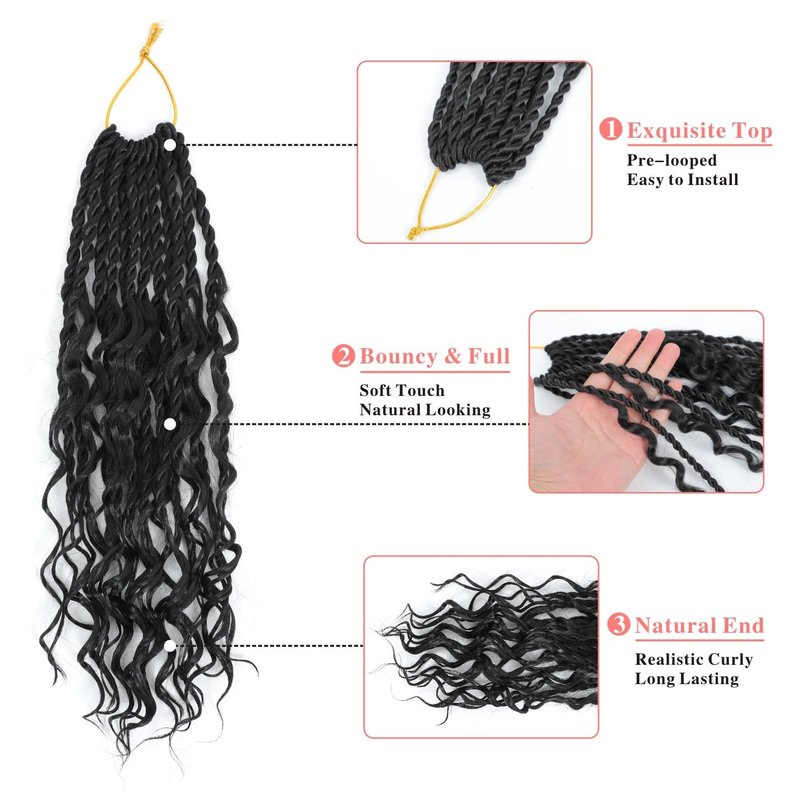 Senegalese Twist Crochet Hair - 8 Packs Boho Island Twist Crochet Hair with Curly Ends 16 Inch Pre Looped Goddess Crochet Twist Hair Extensions for Black Women (16 Inch(8 Packs), 1B/30/27)